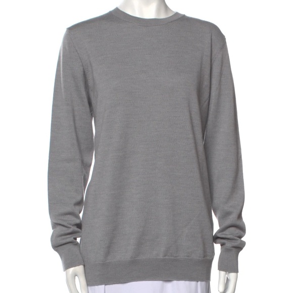 WARDROBE.NYC Gray Crew Neck Long Sleeve Sweater Medium M $395 Wool - Picture 1 of 13